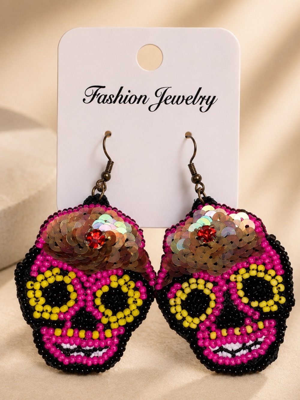 Fashion Jewelry Pink Skull‎ Earrings NWT*
